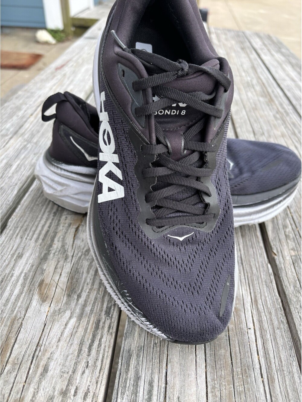HOKA Bondi 8 Black Running Shoes Men’s 9 Women’s 10.5 Athletic Sneakers